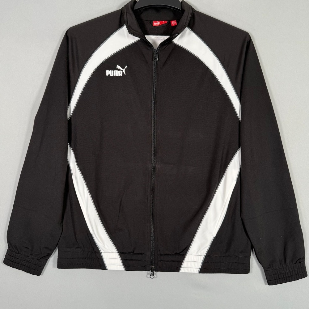 Puma Track Jacket Size S Black &‎ White Stripes Full Zip Chest 44" Length 26"